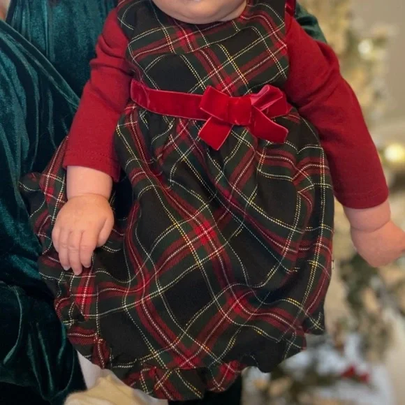 2 piece red plaid Christmas dress set - Picture 1 of 11